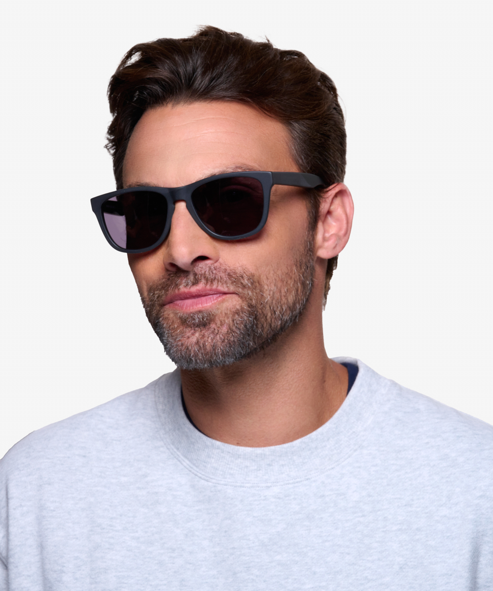 Malibu - Rectangle Matte Black Frame Prescription Sunglasses | Eyebuydirect