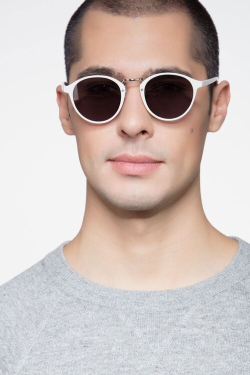 Millenium White PlasticSunglass Frames for Men from EyeBuyDirect