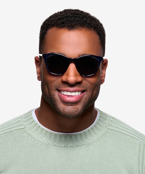 Cartel Clear Navy PlasticSunglass Frames for Men from EyeBuyDirect