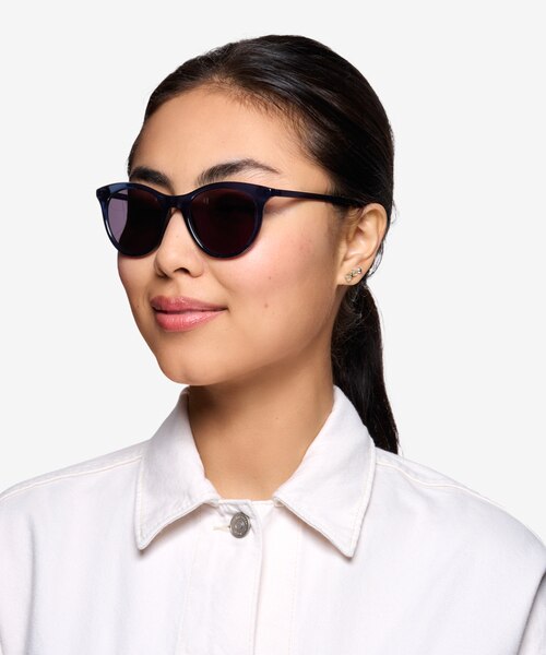 Cartel Clear Navy PlasticSunglass Frames for Women from EyeBuyDirect