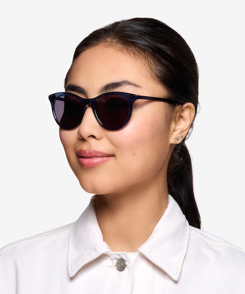 Cartel Clear Navy PlasticSunglass Frames for Women from EyeBuyDirect
