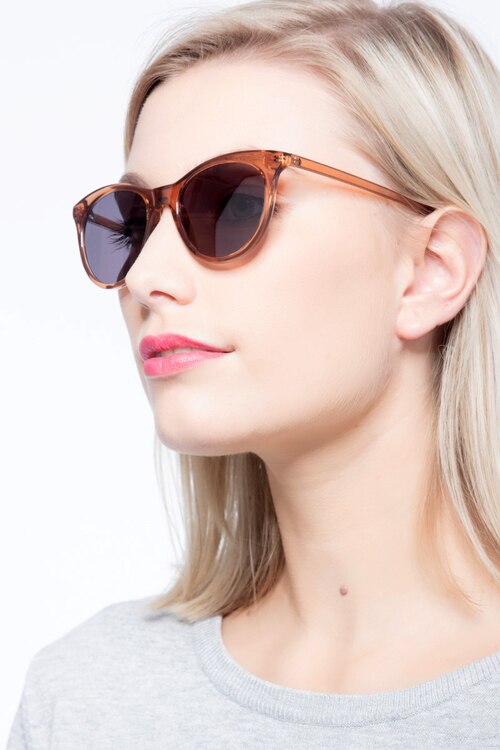 Cartel Clear Brown PlasticSunglass Frames for Women from EyeBuyDirect