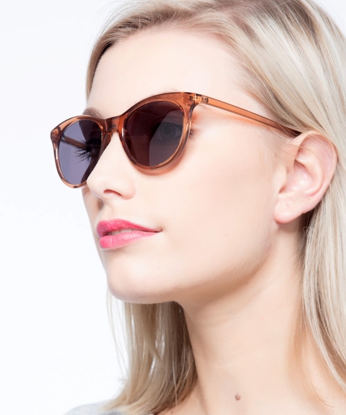 Cartel Clear Brown PlasticSunglass Frames for Women from EyeBuyDirect