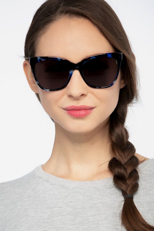 Vamp Blue Floral AcetateSunglass Frames for Women from EyeBuyDirect