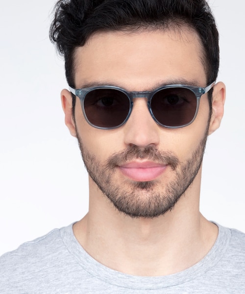 Safari Clear Blue AcetateSunglass Frames for Men from EyeBuyDirect