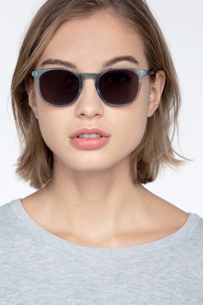 Buy CONTRAST BLUE-TEA RETRO SUNGLASSES for Women Online in India