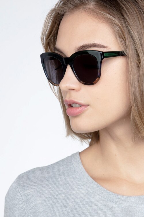 Tropic Green Striped AcetateSunglass Frames for Women from EyeBuyDirect