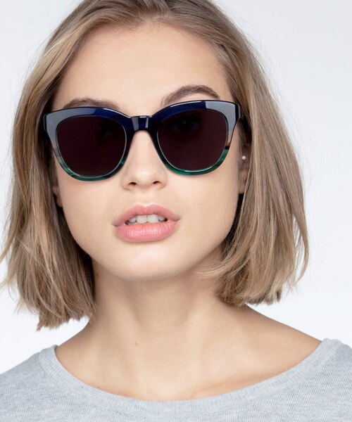 Tropic Blue Striped AcetateSunglass Frames for Women from EyeBuyDirect