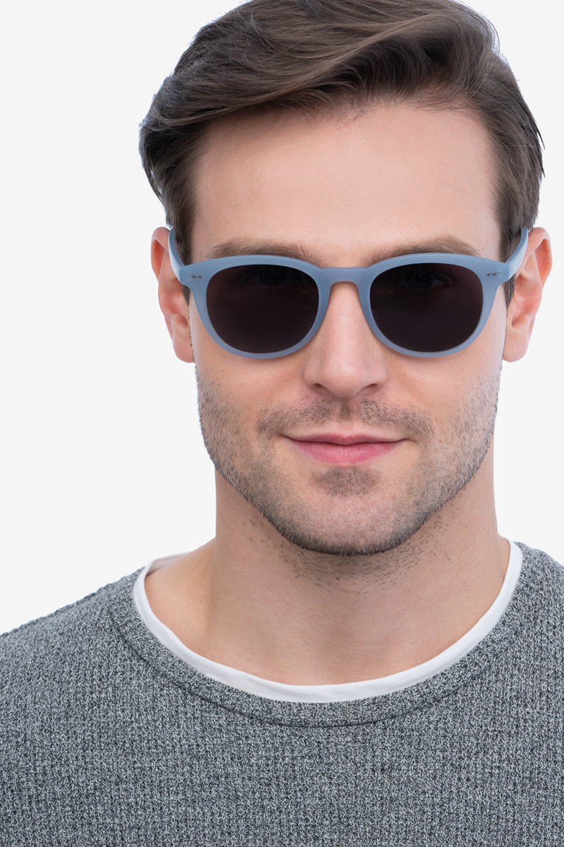 Hidden Oval Blue Gray Frame Prescription Sunglasses Eyebuydirect Canada