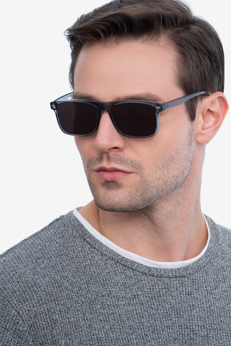 Cortez - Rectangle Gray Frame Sunglasses For Men | Eyebuydirect