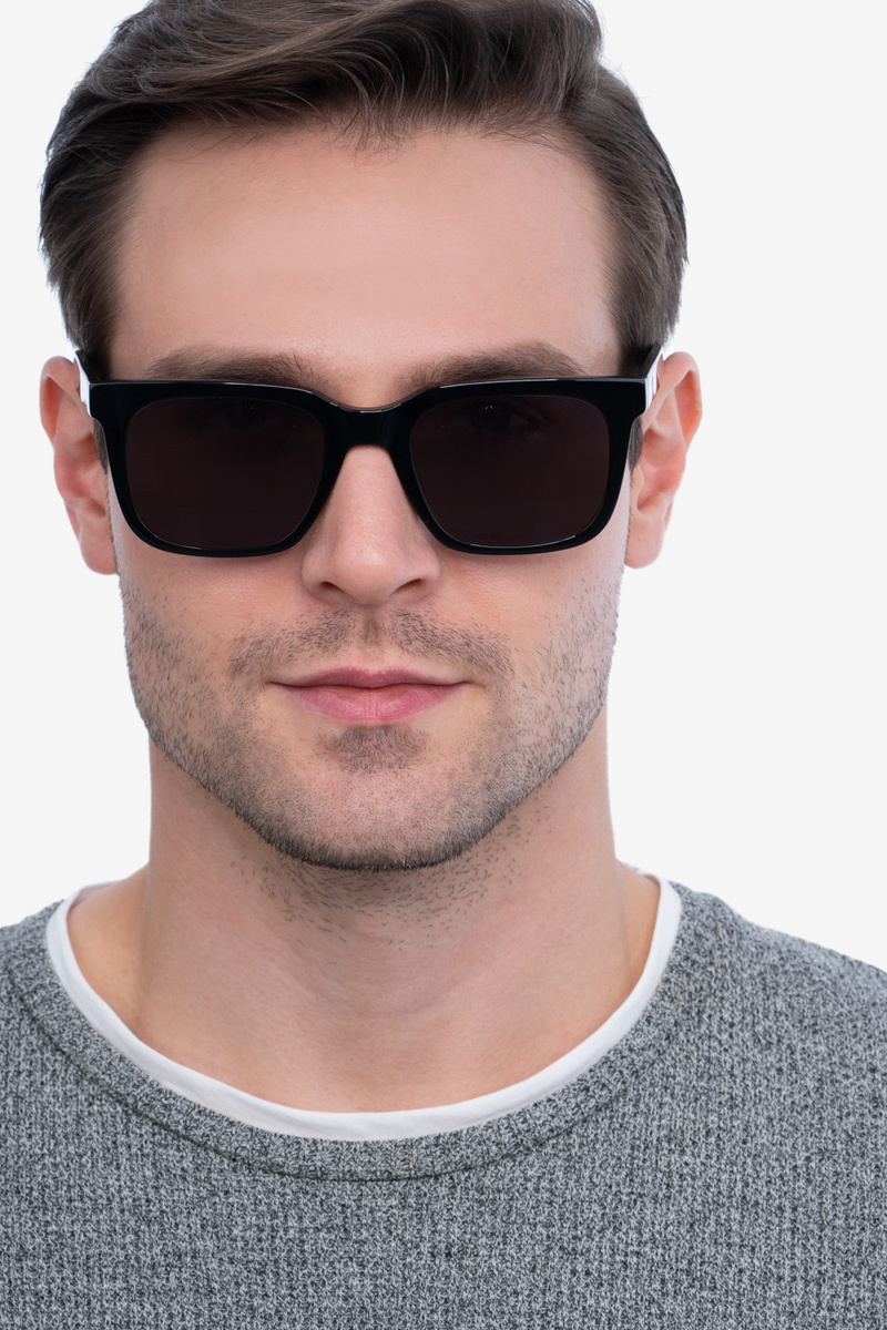 Riddle - Rectangle Black Frame Sunglasses For Men | Eyebuydirect