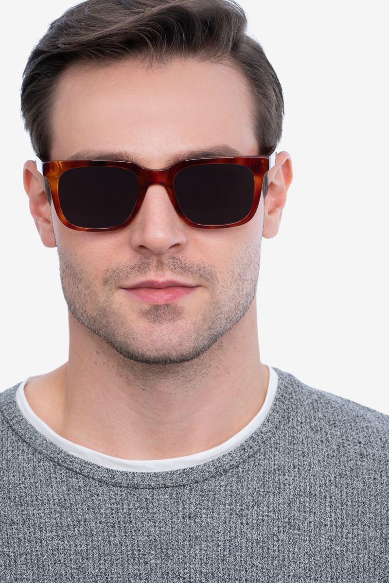 Riddle - Rectangle Tortoise Frame Sunglasses For Men | Eyebuydirect