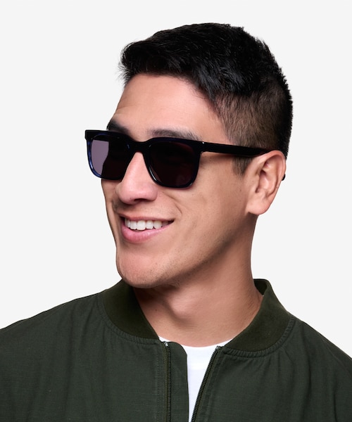 Riddle Blue Striped AcetateSunglass Frames for Men from EyeBuyDirect