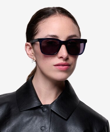 Blue Striped Riddle -  Vintage Acetate Sunglasses