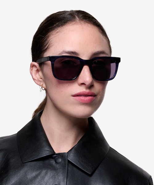 Riddle Blue Striped AcetateSunglass Frames for Women from EyeBuyDirect