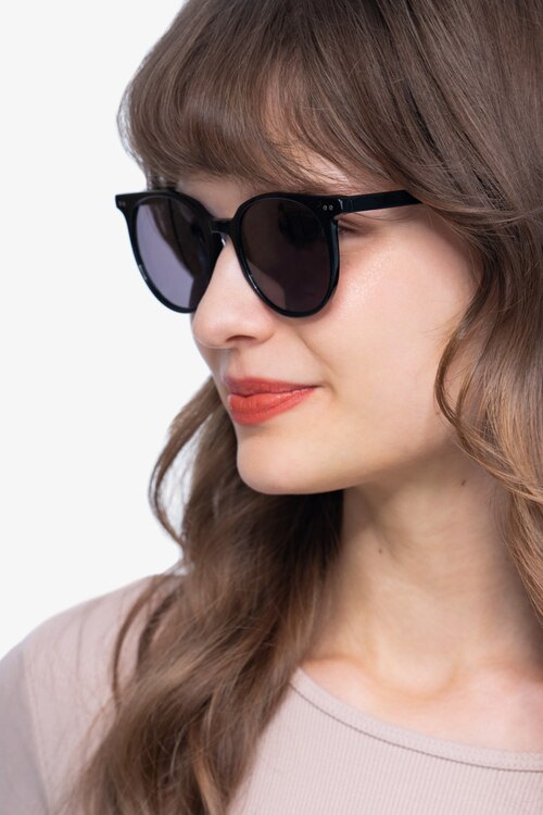 Hideout Noir AcétateSoleil de Lunette de vue pour Femmes d'EyeBuyDirect