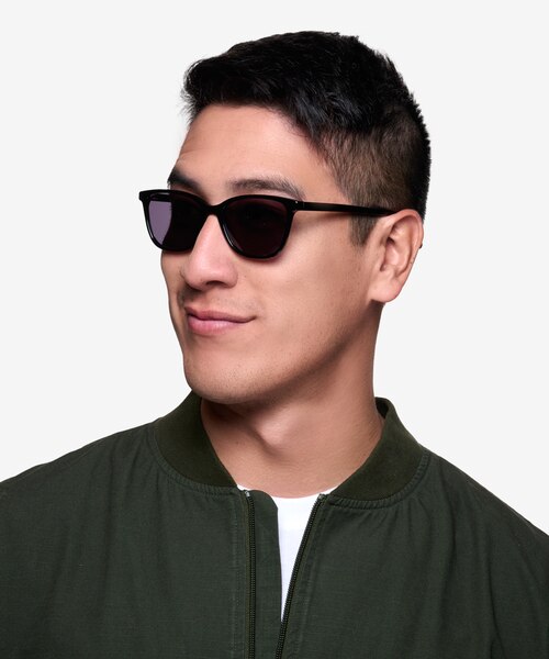 Halle Noir AcétateSoleil de Lunette de vue pour Hommes d'EyeBuyDirect