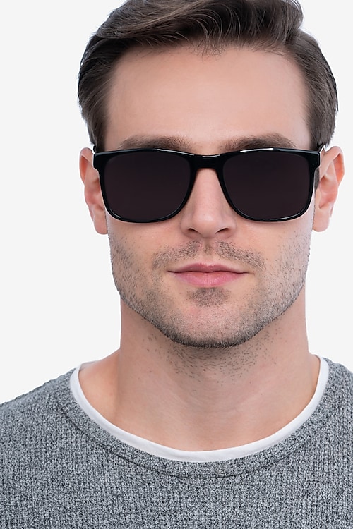 Kudos - Rectangle Black Frame Sunglasses For Men