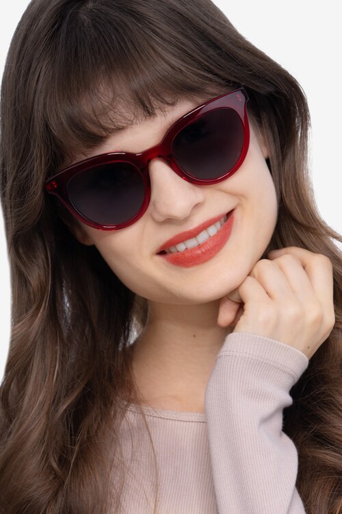 Cherish Rouge AcétateSoleil de Lunette de vue pour Femmes d'EyeBuyDirect