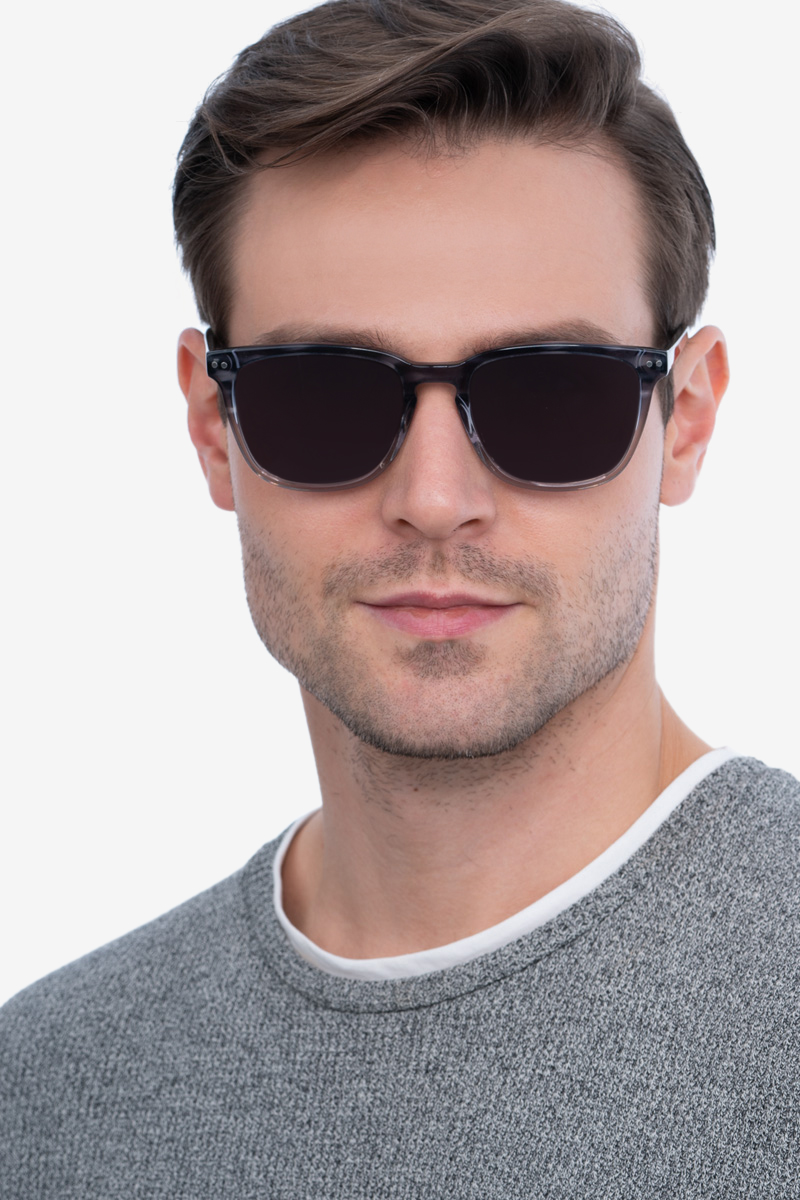 City - Rectangle Striped Frame Sunglasses For Men | Eyebuydirect