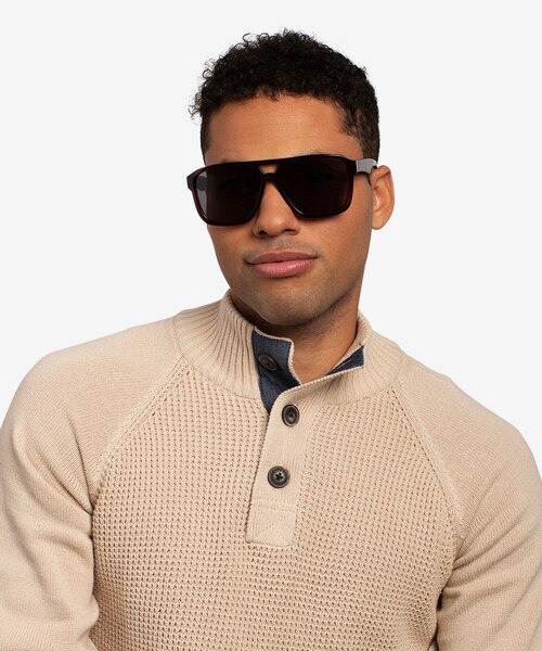 Bauhaus Burgundy AcetateSunglass Frames for Men from EyeBuyDirect