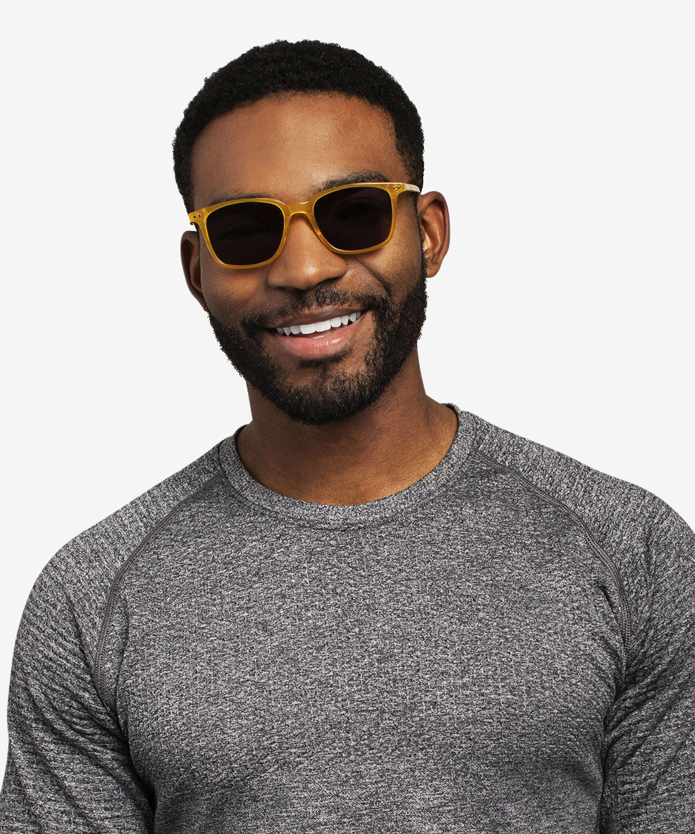 Luck Rectangle Yellow Frame Prescription Sunglasses Eyebuydirect Canada