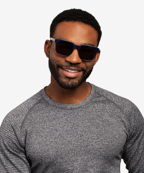 1776 Navy & Red AcetateSunglass Frames for Men from EyeBuyDirect