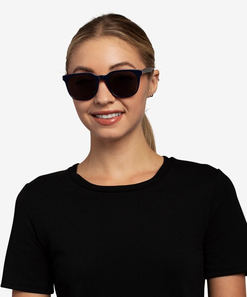 1776 Navy & Red AcetateSunglass Frames for Women from EyeBuyDirect