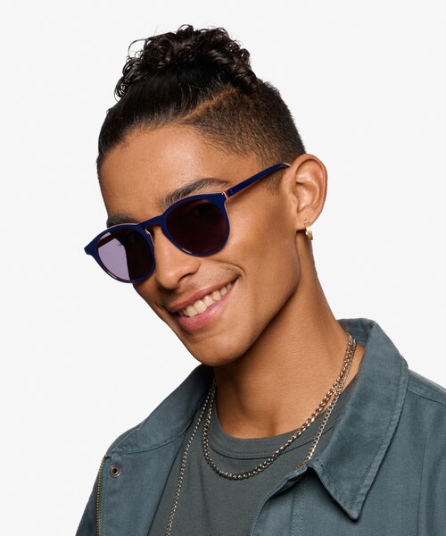 Monument Navy & Red AcétateSoleil de Lunette de vue pour Hommes d'EyeBuyDirect