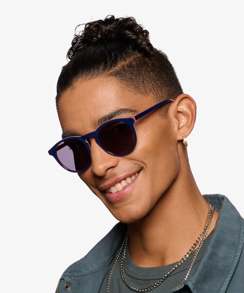 Monument Navy & Red AcetateSunglass Frames for Men from EyeBuyDirect