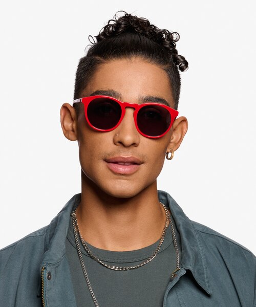 Monument Red & Navy AcetateSunglass Frames for Men from EyeBuyDirect