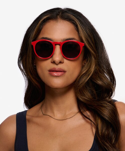 Monument Red & Navy AcetateSunglass Frames for Women from EyeBuyDirect