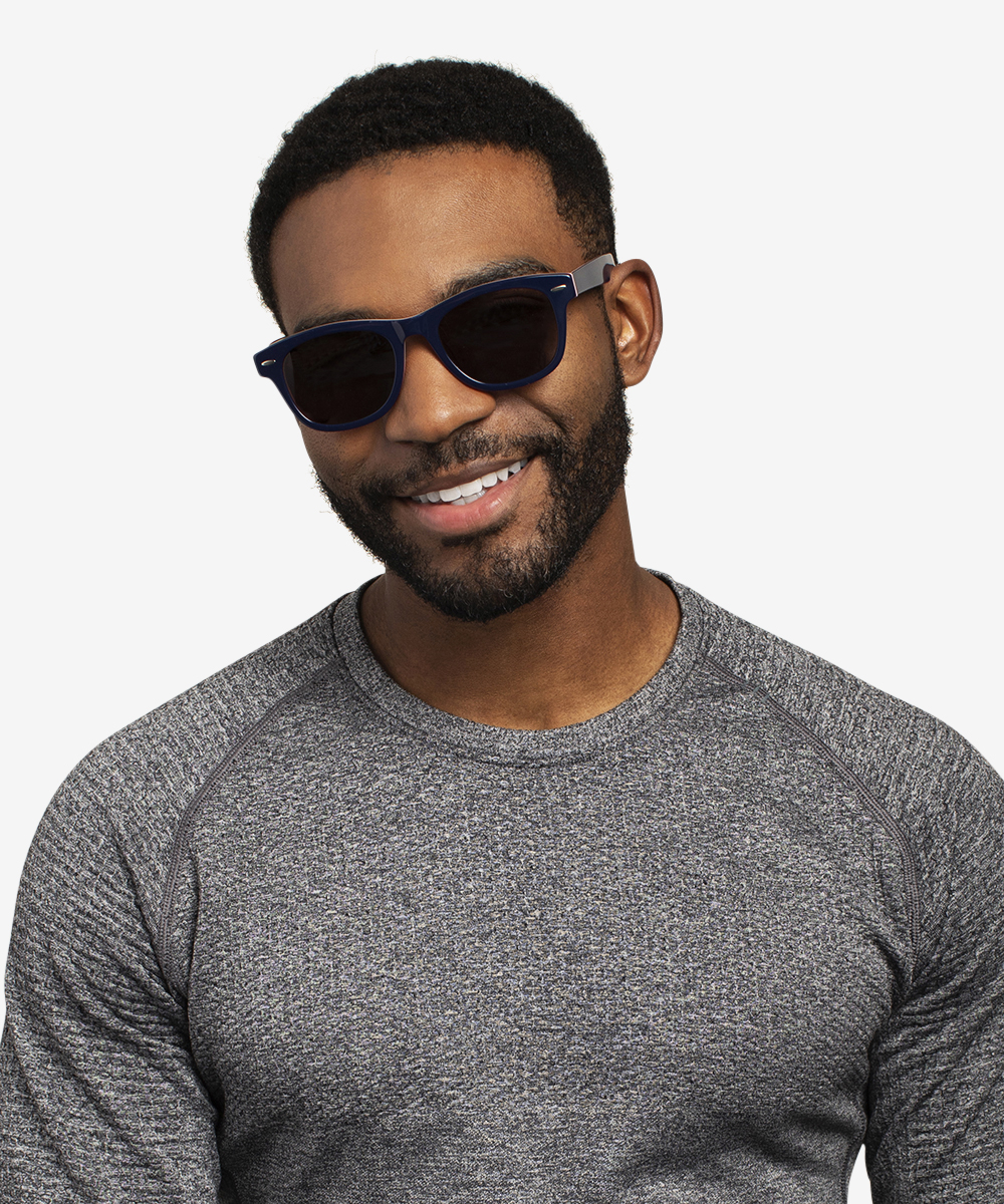 Parade - Square Navy & Red Frame Prescription Sunglasses | Eyebuydirect