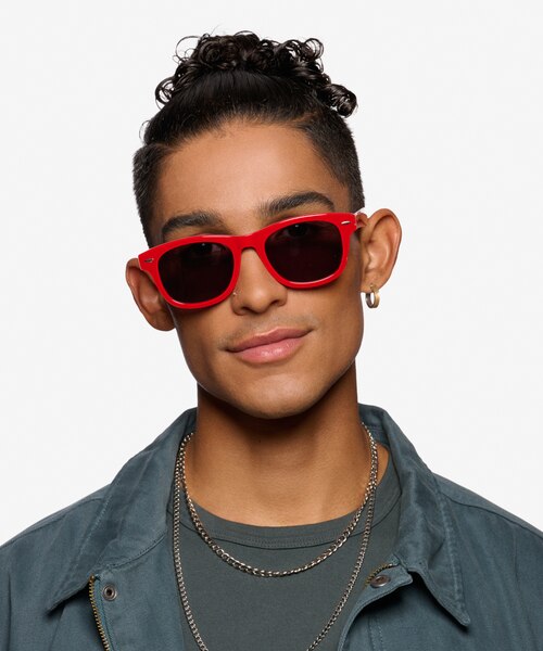 Parade Red & Navy AcetateSunglass Frames for Men from EyeBuyDirect