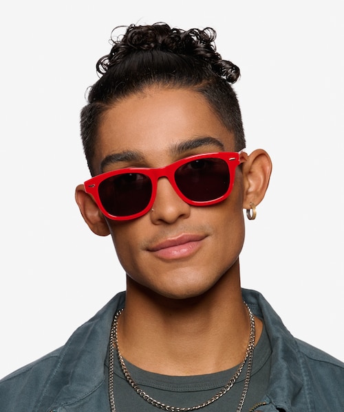 Parade Red & Navy AcetateSunglass Frames for Men from EyeBuyDirect