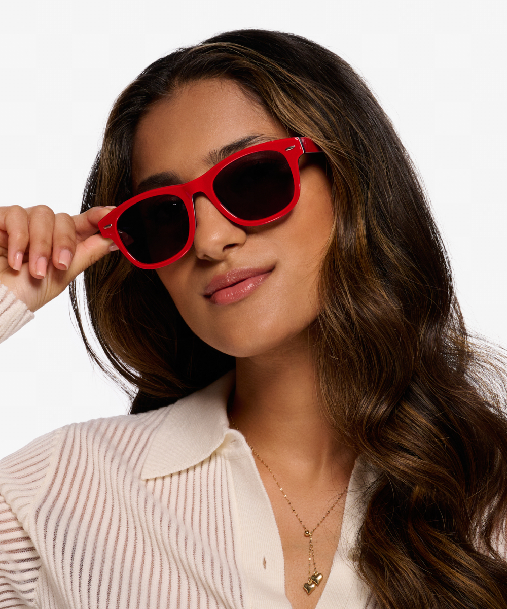Parade - Square Red & Navy Frame Prescription Sunglasses | Eyebuydirect