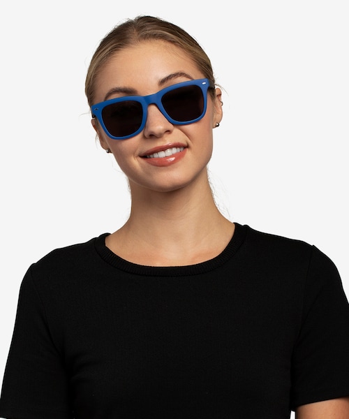 Atlantic Blue & Warm Tortoise Square Eco Friendly,Plastic Sunglasses Online - Full-Rim - Ocean - 1.6 Basic Tint Lenses