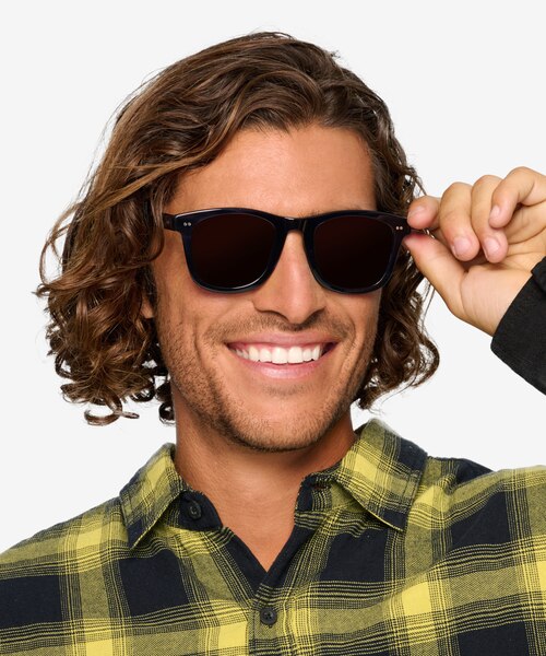 Nevada Blue Striped AcetateSunglass Frames for Men from EyeBuyDirect