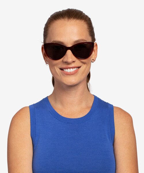 Lamarr Clear Red AcetateSunglass Frames for Women from EyeBuyDirect