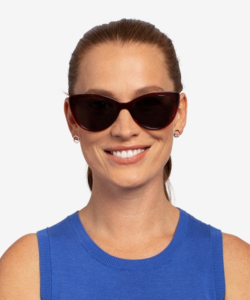 Lamarr Clear Red AcetateSunglass Frames for Women from EyeBuyDirect