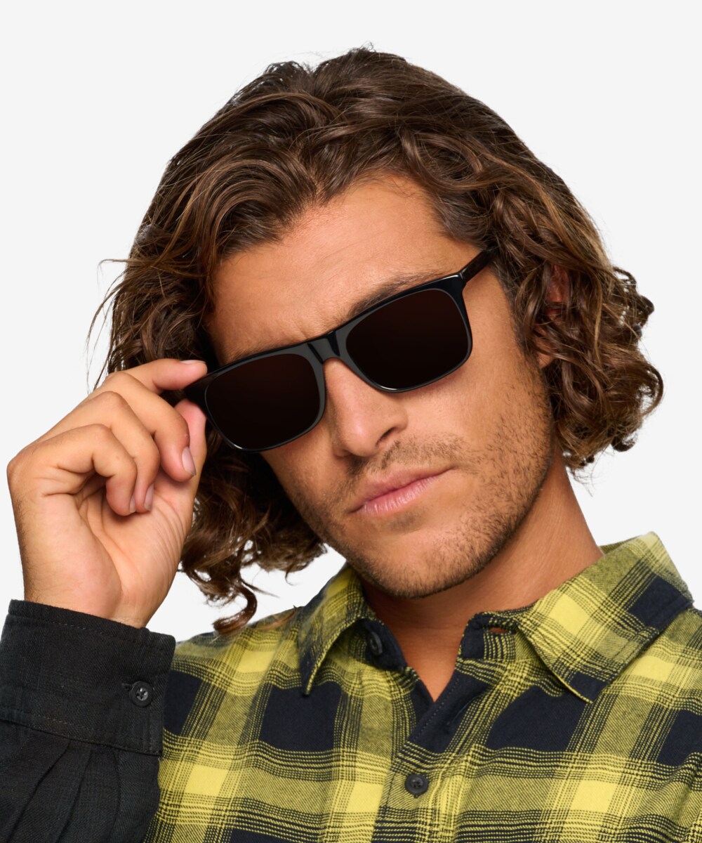 Silvio - Rectangle Black Frame Sunglasses For Men | Eyebuydirect