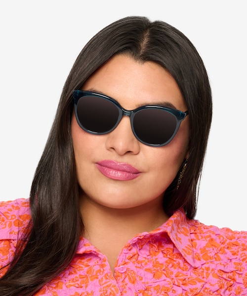Cinematic Clear Teal AcetateSunglass Frames for Women from EyeBuyDirect