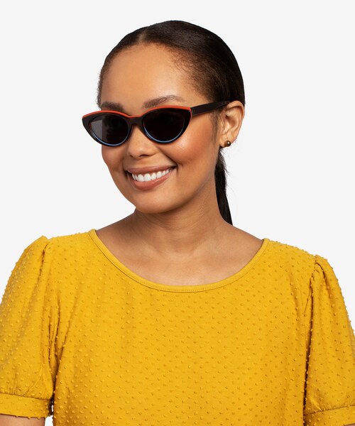 Palm Beach Red Tortoise Blue AcétateSoleil de Lunette de vue pour Femmes d'EyeBuyDirect