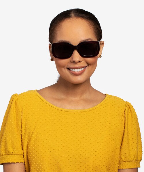 Courteney Burgundy PlasticSunglass Frames for Women from EyeBuyDirect