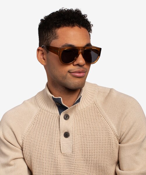Southwest Clear Brown AcetateSunglass Frames for Men from EyeBuyDirect