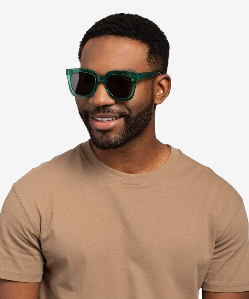 Los Angeles Clear Green AcetateSunglass Frames for Men from EyeBuyDirect