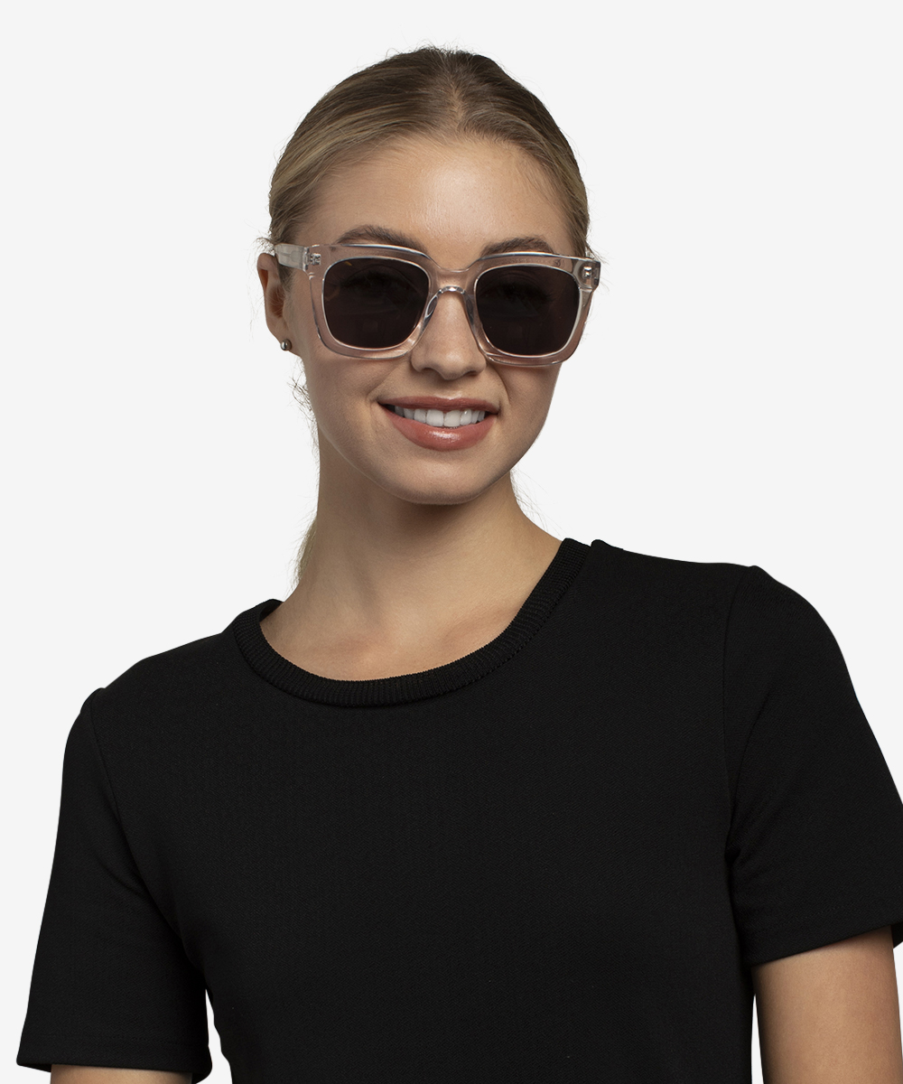 Los Angeles Square Clear Frame Prescription Sunglasses Eyebuydirect