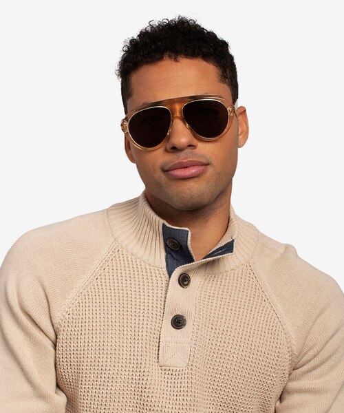 Map Clear Brown AcetateSunglass Frames for Men from EyeBuyDirect
