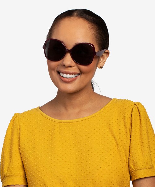 Paradise Burgundy PlasticSunglass Frames for Women from EyeBuyDirect