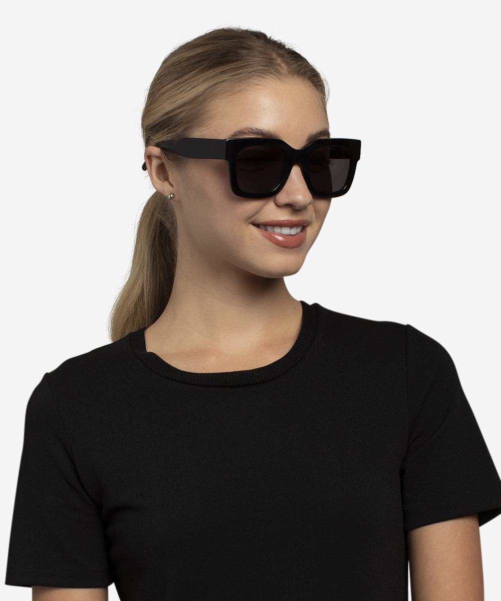 Monterey - Square Black Frame Prescription Sunglasses | Eyebuydirect